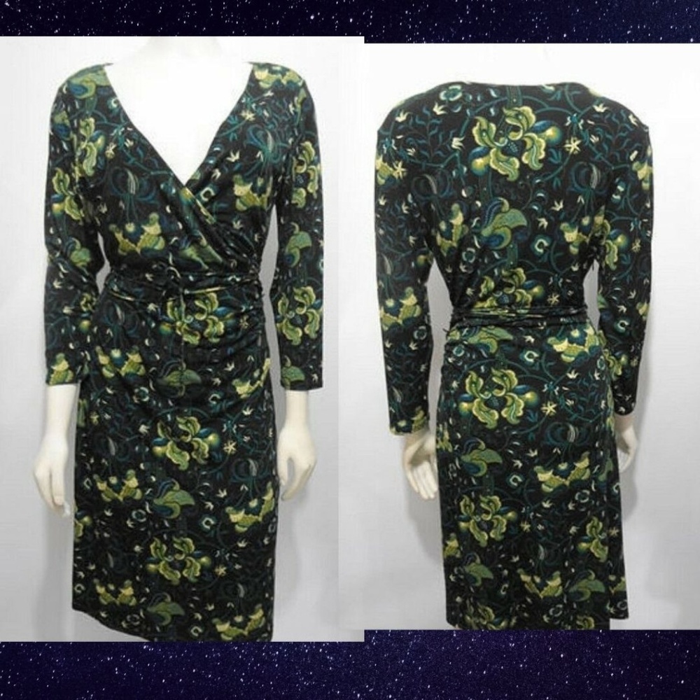 Laundry Shelli Segal 4P Navy Blue Green Dress